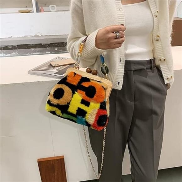 Womens Shoulder Bag Crossbody Tote Purse Corduroy Chain Y2K Clutch Wallet - Picture 3 of 8